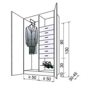 ¡Arreglar un vestidor con las dimensiones adecuadas es la solución de almacenamiento que hará tu vida en el dormitorio más fácil!  Una organización que ahorra espacio para almacenar toda su ropa.